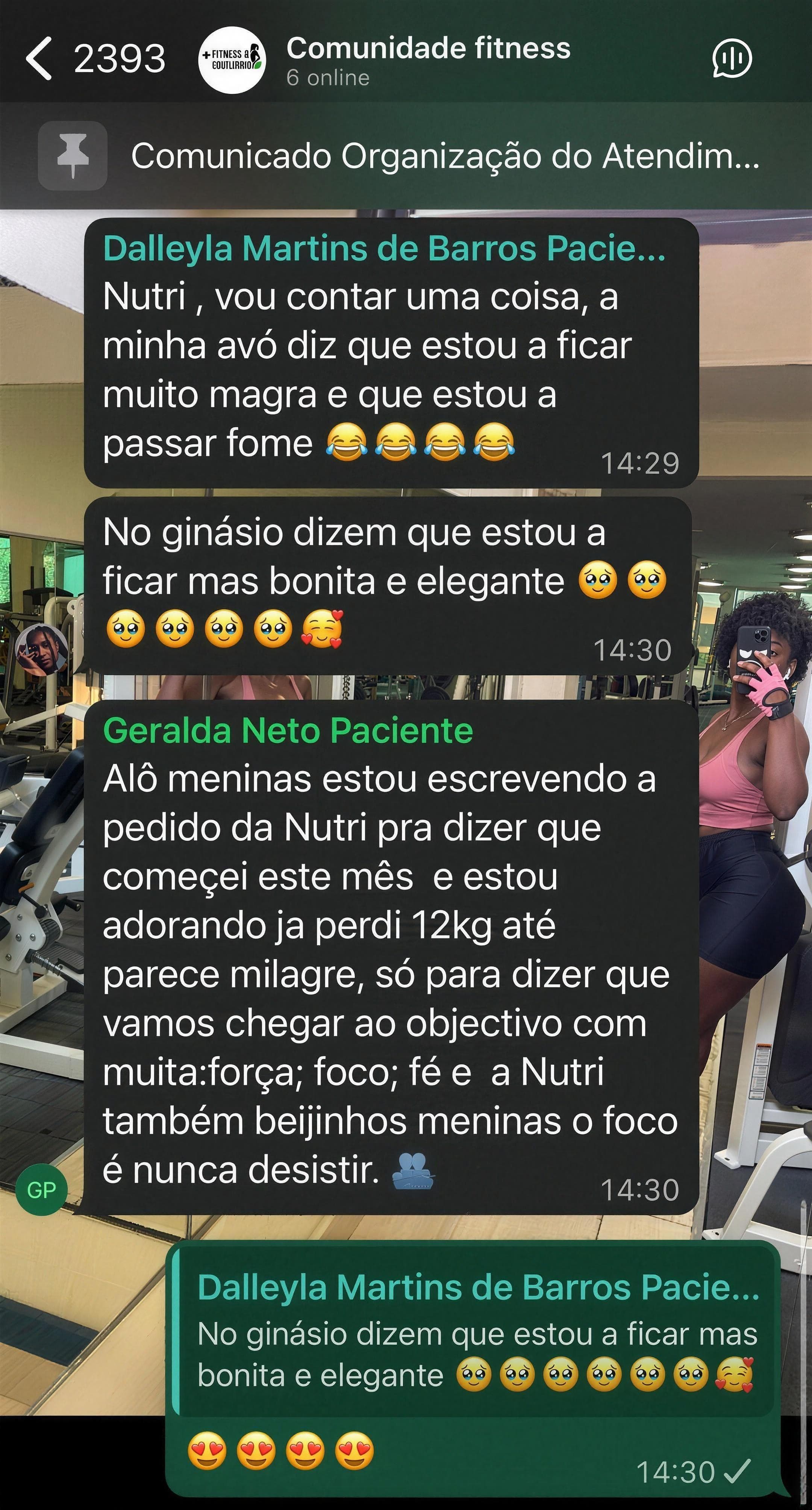 Mensagem de feedback de aluna