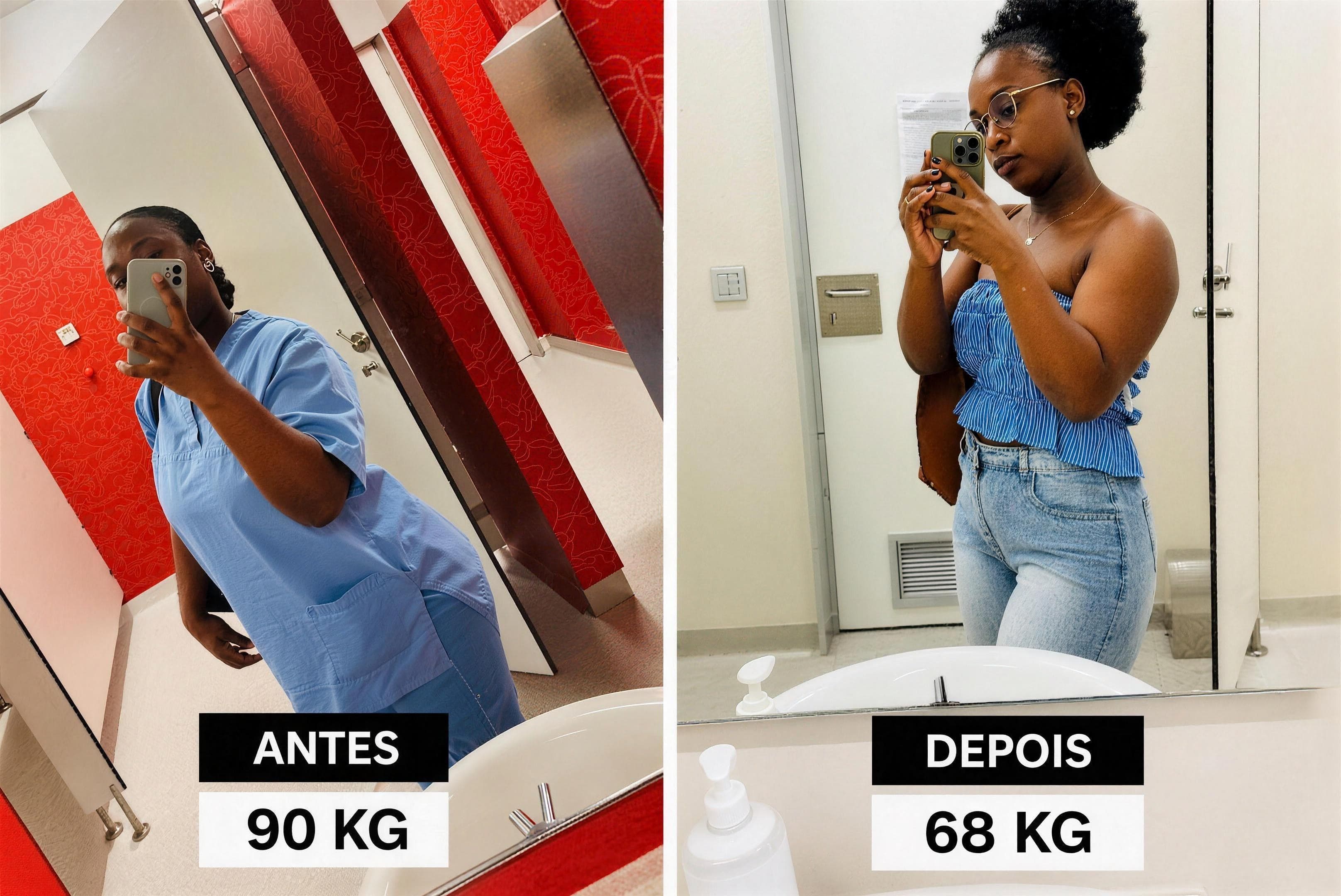 Resultado de aluna — antes e depois do acompanhamento