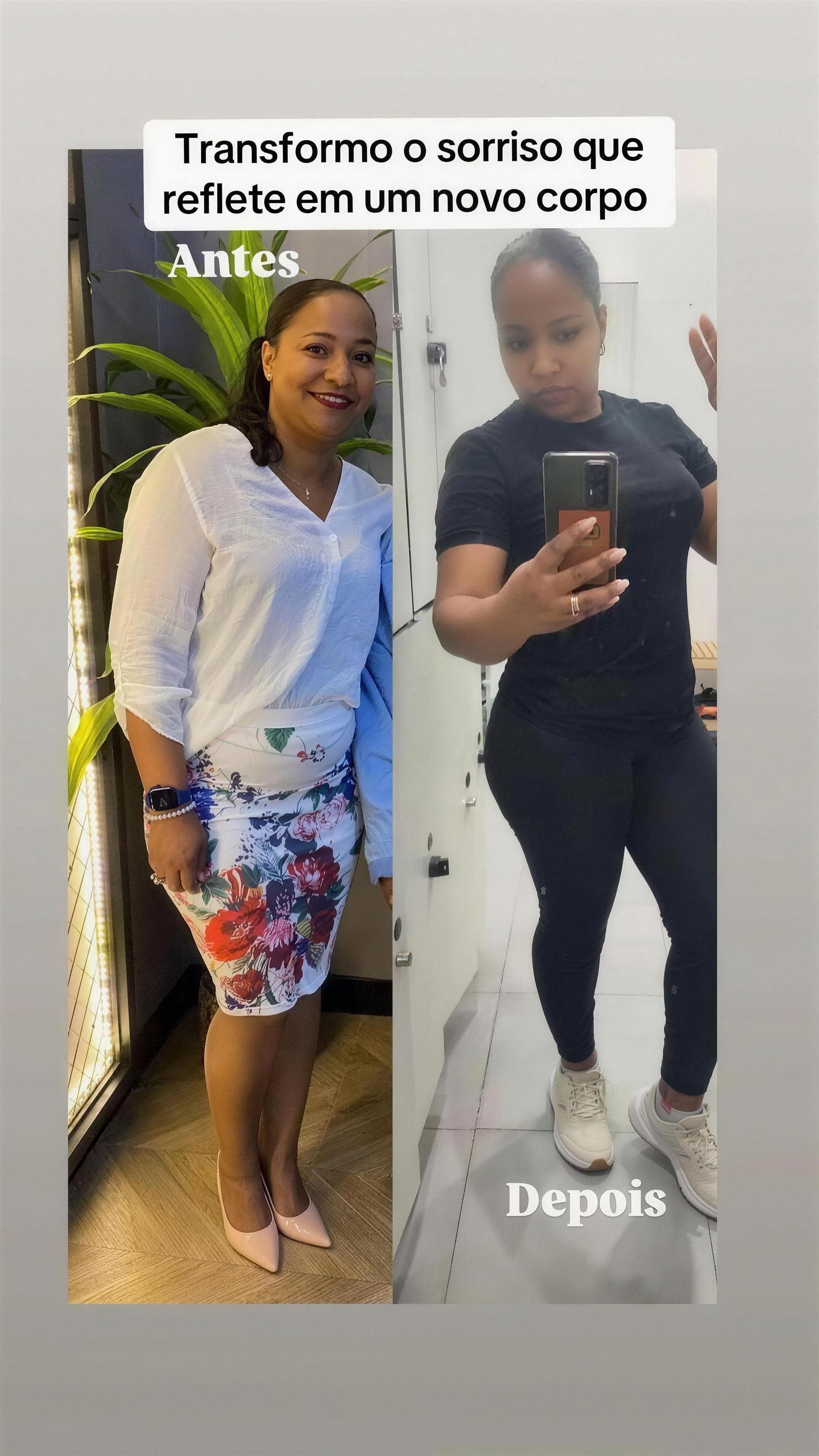 Resultado de aluna — antes e depois do acompanhamento